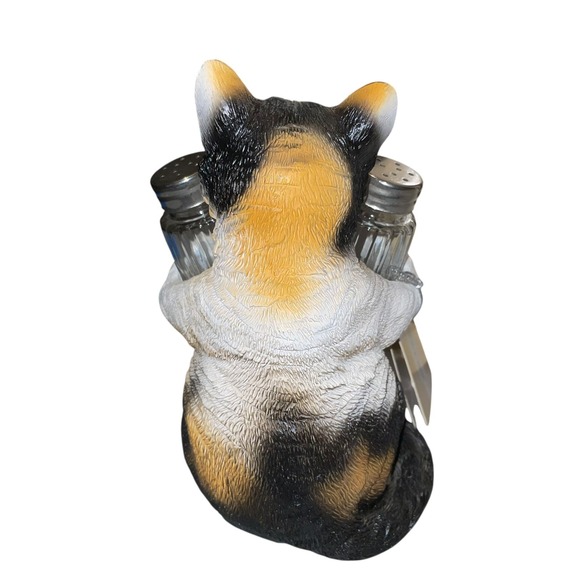 Cat Salt and Pepper Glass Shaker Holder Set Decor Kitchen New! - Picture 4 of 8